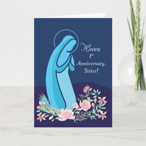 First Anniversary of Religious Life to Nun Mary Card