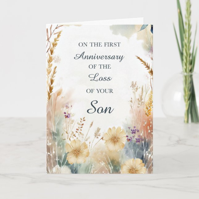 First Anniversary of the Loss of Son Wildflowers Card (Front)