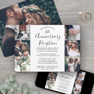 First Anniversary Wedding Reception Photo Collage Invitation