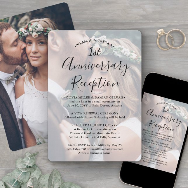 First Anniversary Wedding Reception Photo Overlay Invitation (Creator Uploaded)