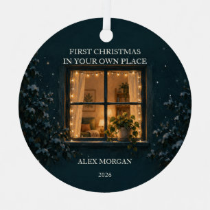 First Apartment Christmas Window Glow Metal Ornament
