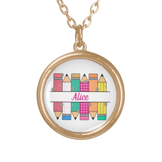 First at the school gold plated necklace (Front)