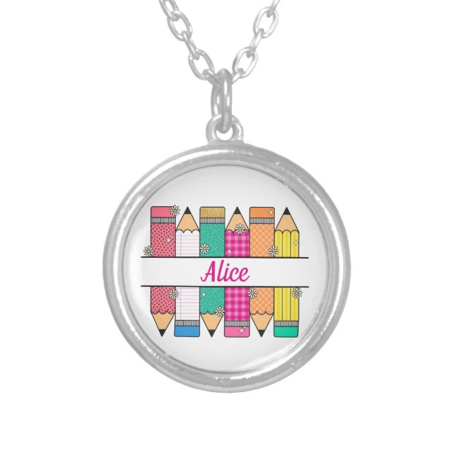 First at the school silver plated necklace (Front)