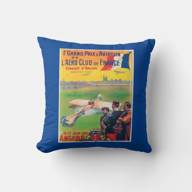 First Aviation Grand Prix Throw Pillow (Front)