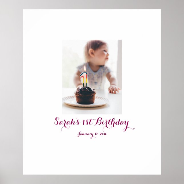 First baby birthday 1st Sign In Party Board One 1 (Front)