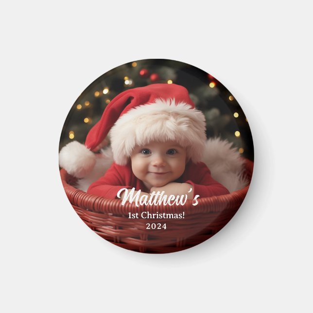 First Baby Christmas Family Customizable Magnet  (Front)