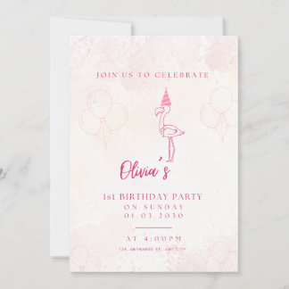 First baby girl birthday invitation card 