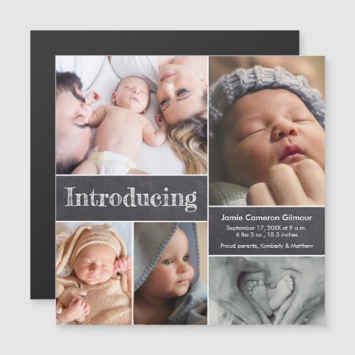 First baby photo collage Introducing baby birth Magnetic Invitation