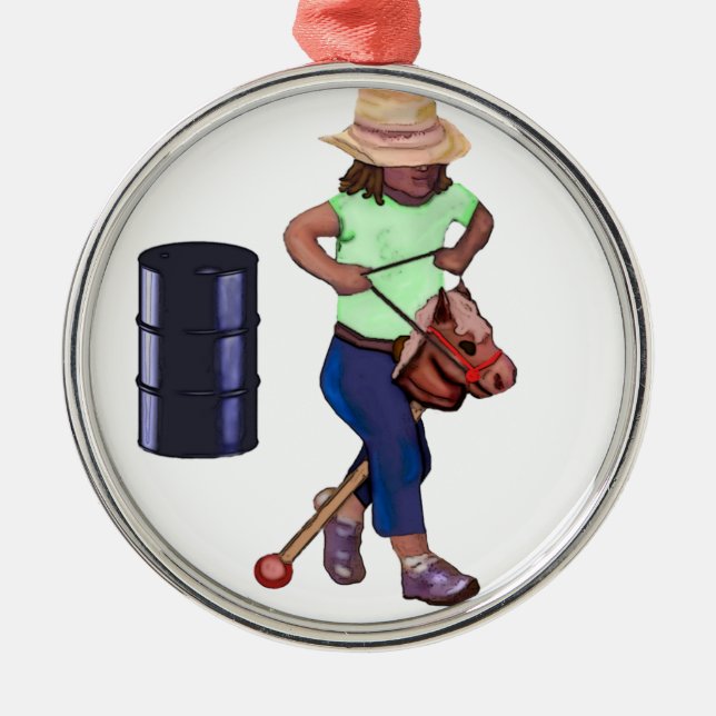 First Barrel Race Metal Ornament (Front)