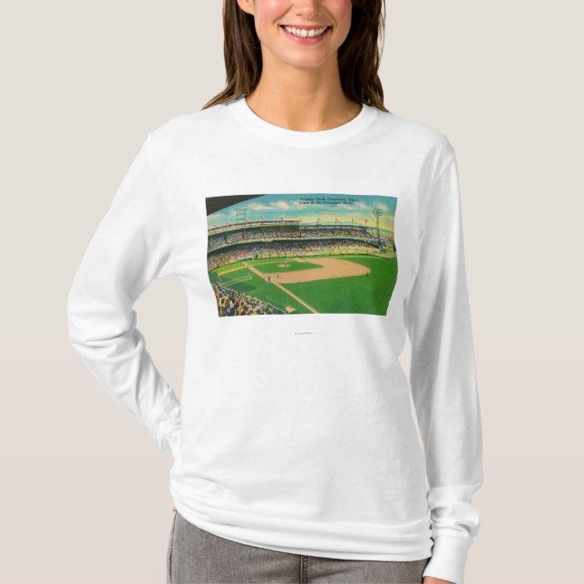 First Base Bleachers View of Crosley Field T-Shirt (Front)