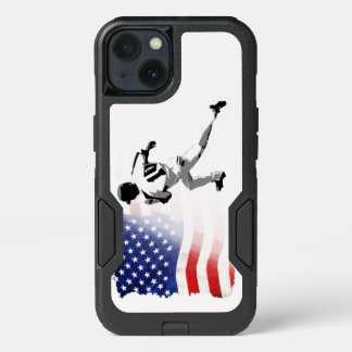 First Base Run- Baseball Player and USA Flag iPhone 13 Case