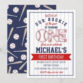 First Baseball Birthday Invitation