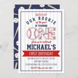 First Baseball Birthday Invitation
