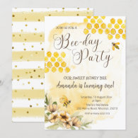 First Bee Birthday Party Invitation