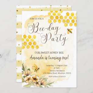 First Bee Birthday Party Invitation