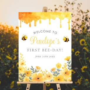 First Bee Day 1st Birthday Welcome Sign