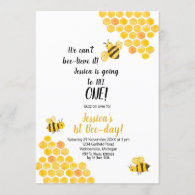First Bee-Day Bee Birthday Invitation