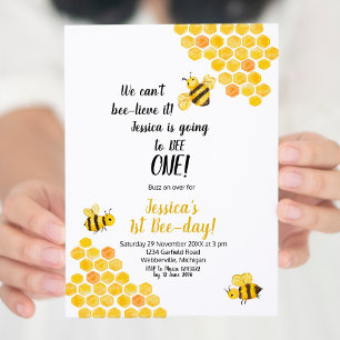 First Bee-Day Bee Birthday Invitation