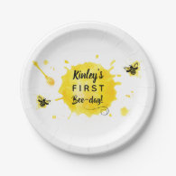 First bee-day birthday party honey bee paper plates