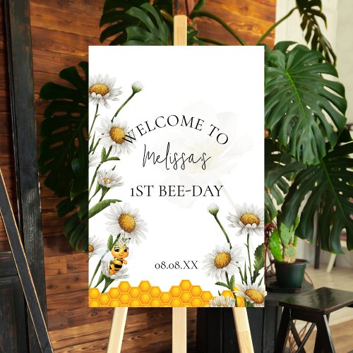 First Bee Day Birthday Welcome Sign