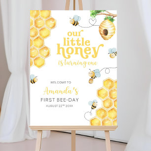 First Bee-Day Birthday Welcome Sign, Bee Honeycomb Foam Board