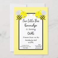 First Bee Day Cute Birthday 1st Birthday Invitation