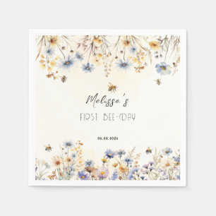 First Bee Day - Floral 1st Birthday Napkins
