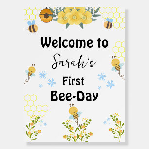 First Bee Day honey bee Welcome Sign