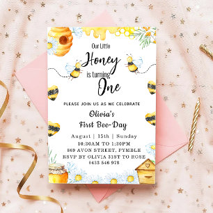 First Bee Day Our Little Honey is ONE Bee Invitation