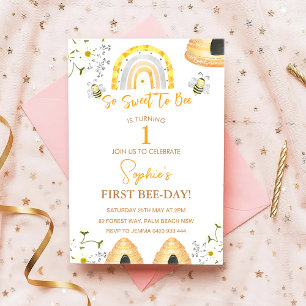 First Bee Day So Sweet To Bee Birthday Invitation