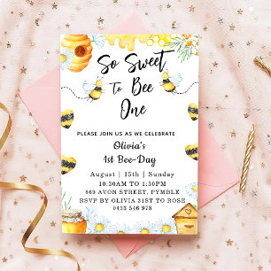 First Bee Day So Sweet To Bee One Bee Invitation