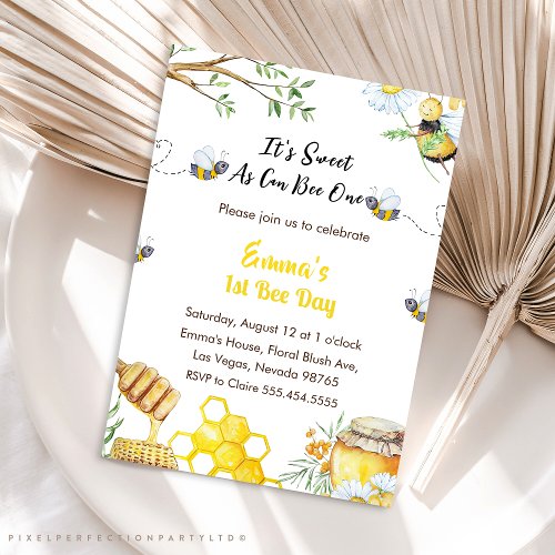 First Bee Day So Sweet To Bee One Birthday Party Invitation