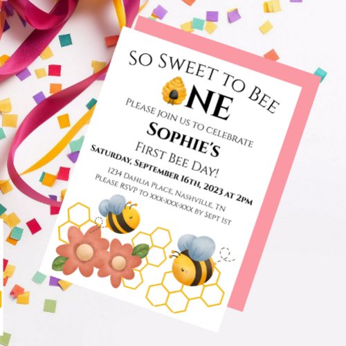 First Bee Day So Sweet to BEE one invitation