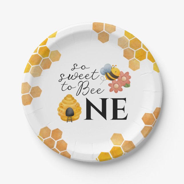 First Bee Day So Sweet to Bee One Paper Plate (Front)