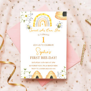 First Bee Day Sweet As Can Bee Birthday Invitation