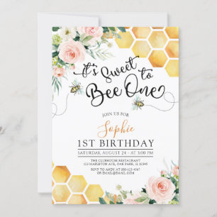 First Bee-Day Sweet to Bee One 1st Birthday Invitation