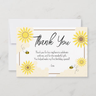 First Bee-Day Thank You Card