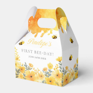 First Bee Day Yellow Wildflowers 1st Birthday Favor Boxes