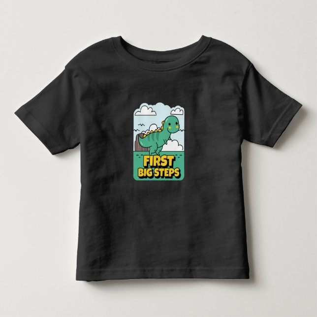 First Big Steps Dinosaur Kids Milestone Clothing Toddler T-shirt (Front)