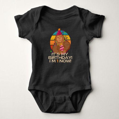 First Birthday 1 Year Little Bigfoot Baby Bodysuit