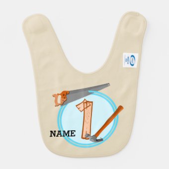 First Birthday 1 year old Tools Construction Party Baby Bib | Zazzle