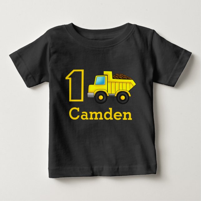 First Birthday 1st 2nd 3rd Construction Truck Car Baby T-Shirt (Front)