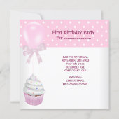 First Birthday 1st Girl Pink Cupcakes Baby Invitation (Back)