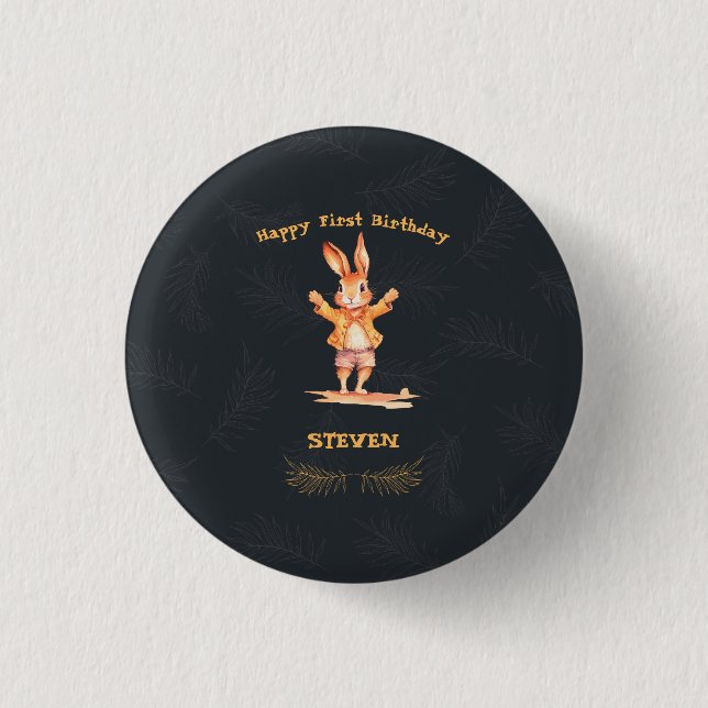 First Birthday animal Button (Front)