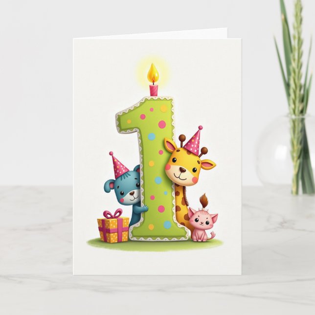 First Birthday Animal Card (Front)