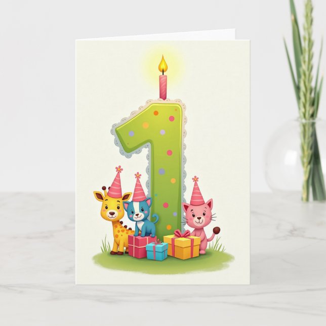 First Birthday Animals Card (Front)
