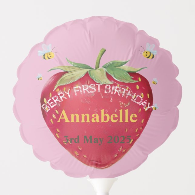 First birthday Baby 1st Strawberry Cute Balloon (Front)
