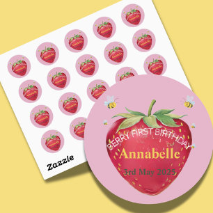 First birthday Baby 1st Strawberry Cute Classic Round Sticker