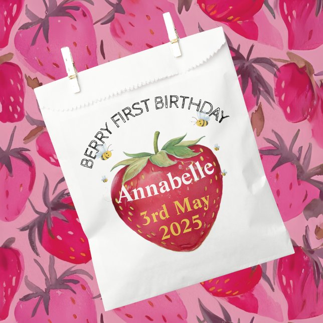First birthday Baby 1st Strawberry Cute Favor Bag (Creator Uploaded)