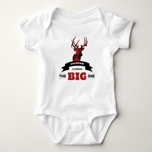 First Birthday Baby Bodysuit Hunting Theme (Front)